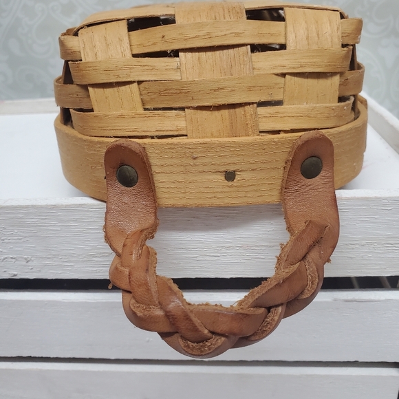 Peterboro Basket Co Rectangular Braided Leather Handles USA - Picture 7 of 10